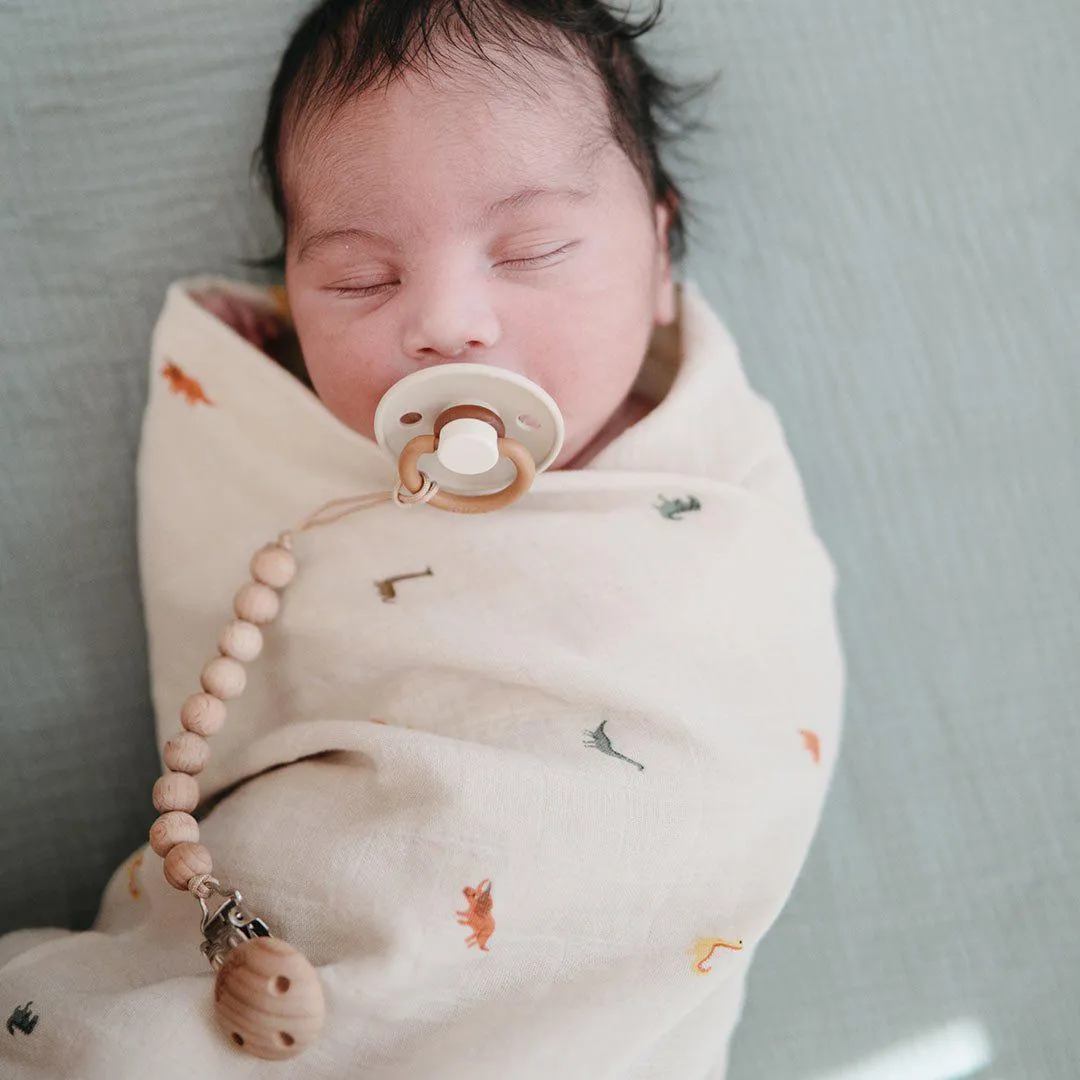 Mushie Organic Muslin Swaddle - Dinosaurs