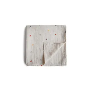 Mushie Organic Muslin Swaddle - Dinosaurs