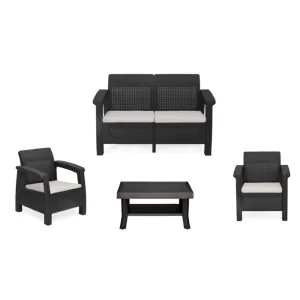 Nilkamal 2 1 1 Outdoor Sofa Set with Coffee Table Charcoal
