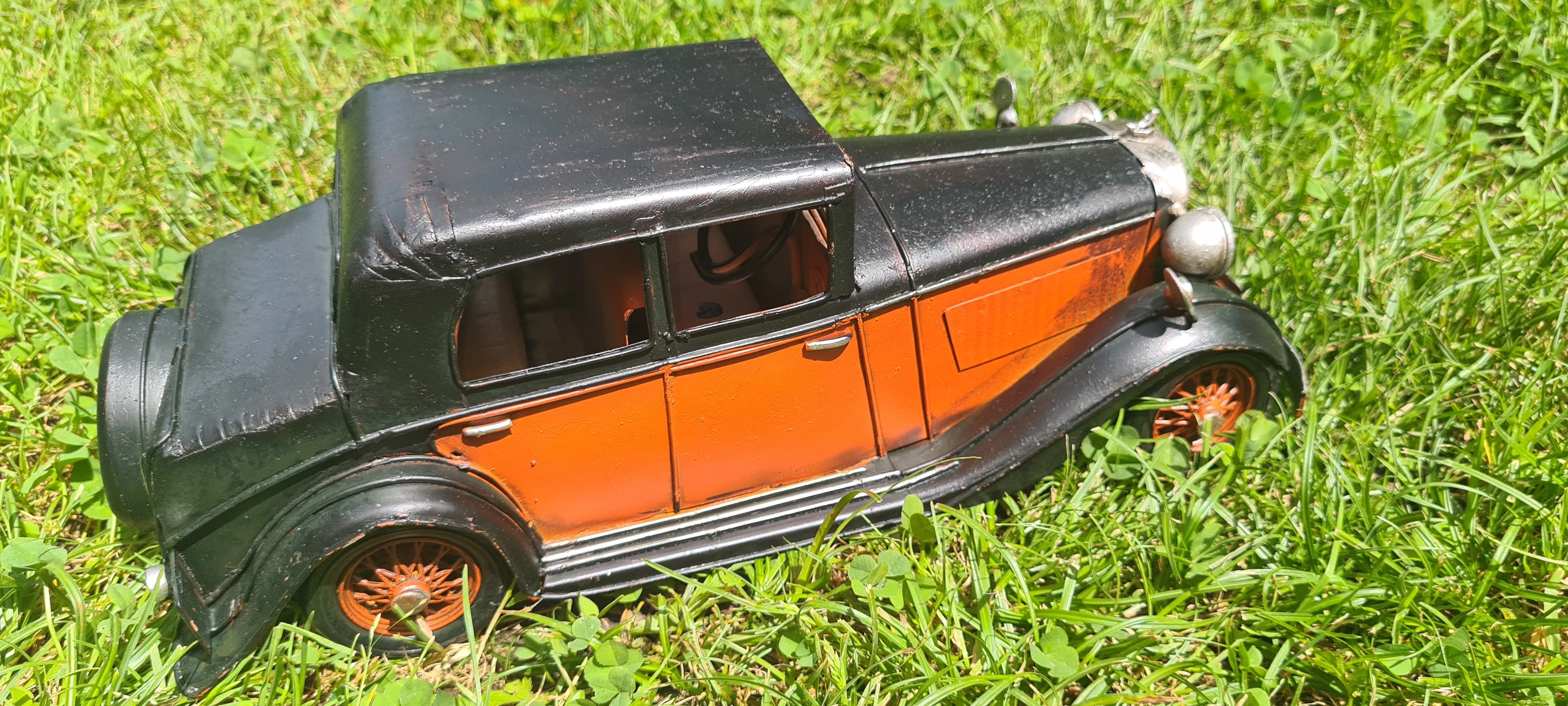 ORANGE ROLLS ROYCE TIN CAR