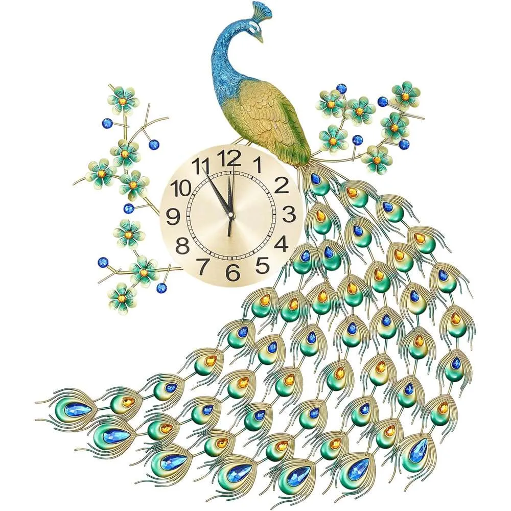 Peacock Wall Clock 65 x 70cm #916-1