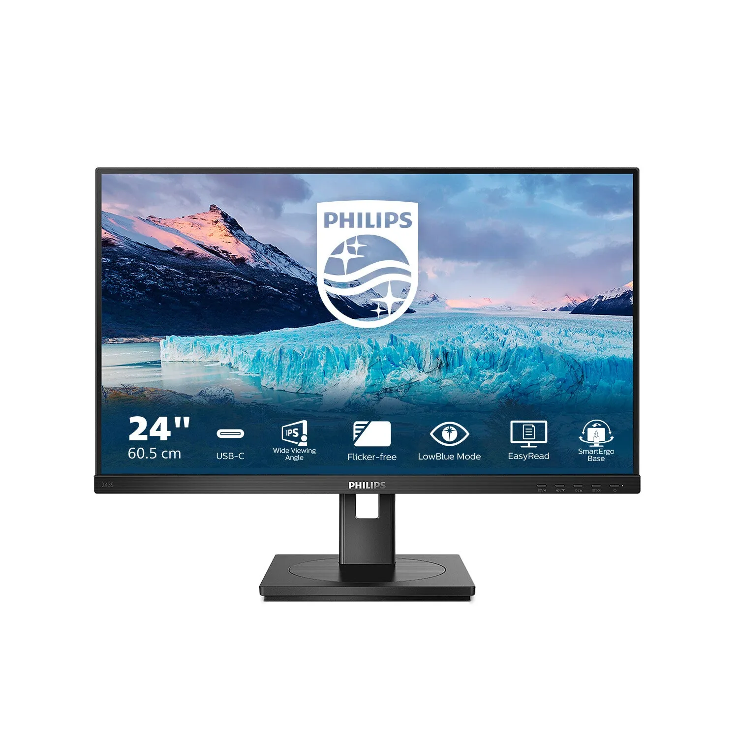 Philips S Line 243S1/00 23.8" Full HD Monitor - 75Hz, 4ms, IPS, Height Adjustable, Speakers, Black