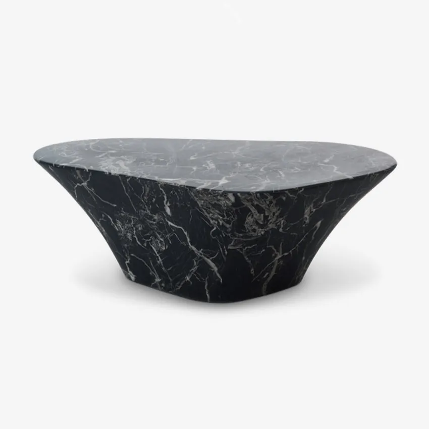Polspotten | Oval Marble Look Coffee Table - Black