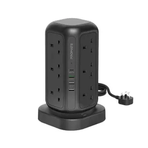 Promate 3250W/32W 12 Socket Power Tower 20W 4 USB Ports #POWERTOWER-5