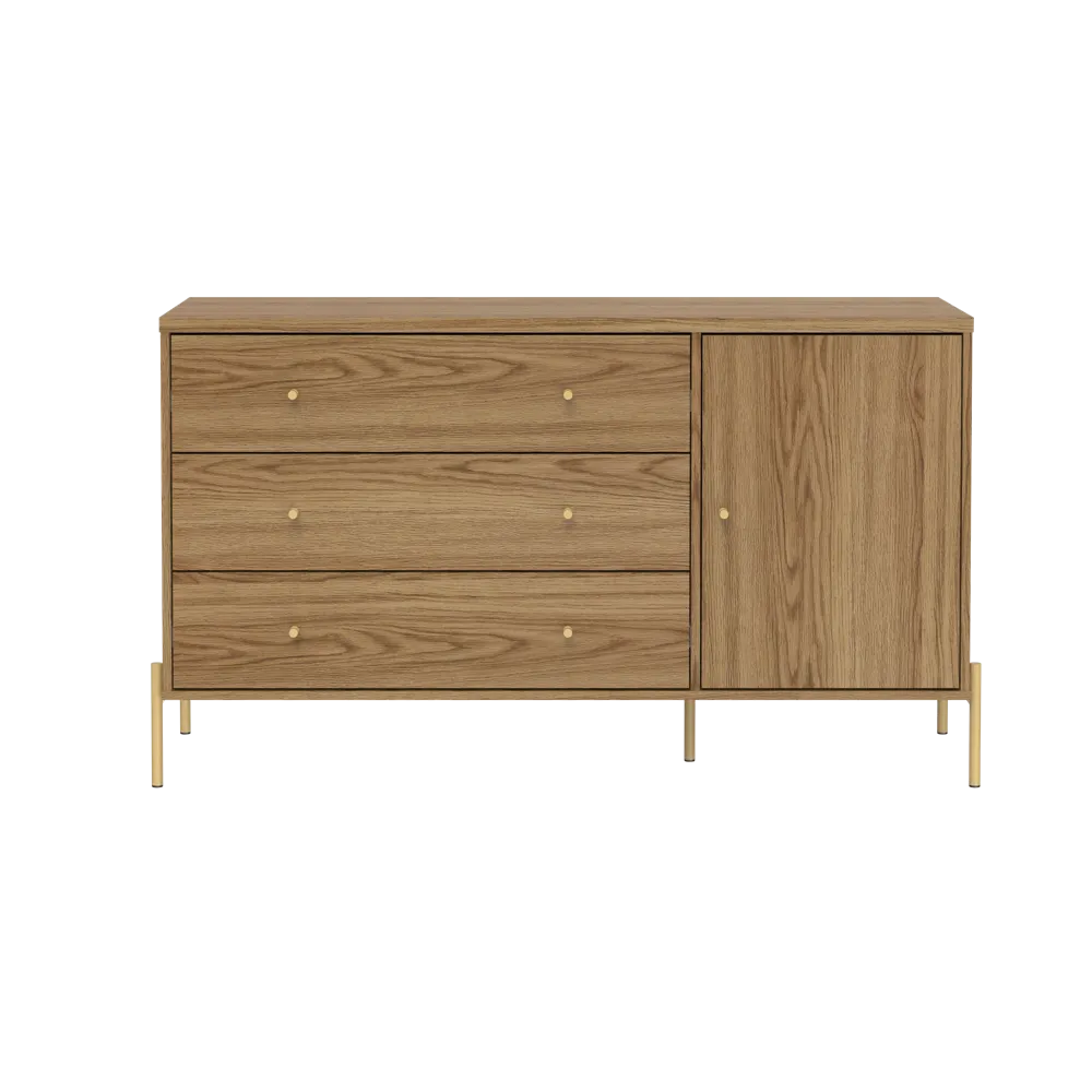 Provincia Jasper 3 Drawer Dresser with 1 Door Oak/Gold #PA61654