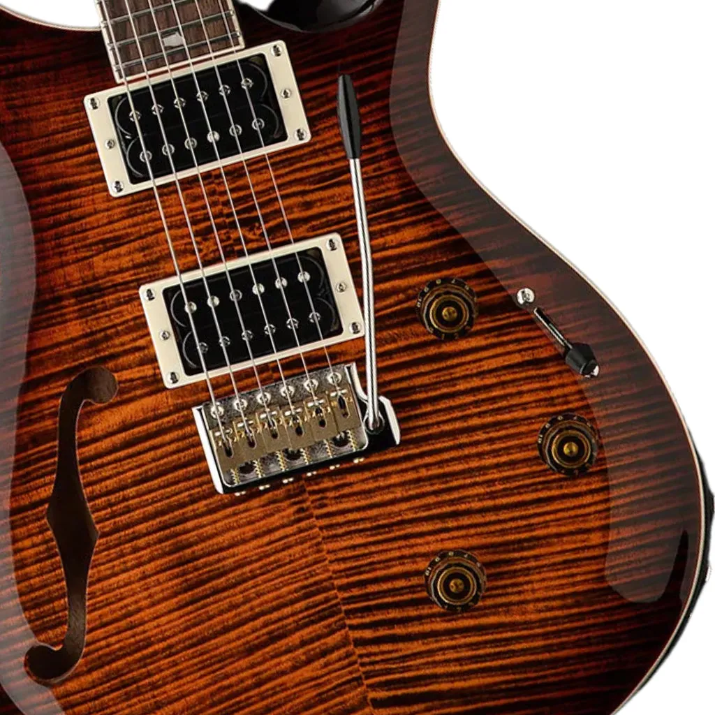 PRS SE Custom 24 Semi Hollow Piezo - Orange Tiger Smoke Burst