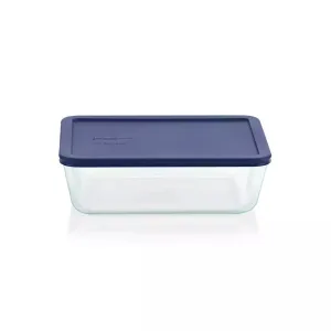 Pyrex Glass Container Rectangle with Blue Lid 750ml