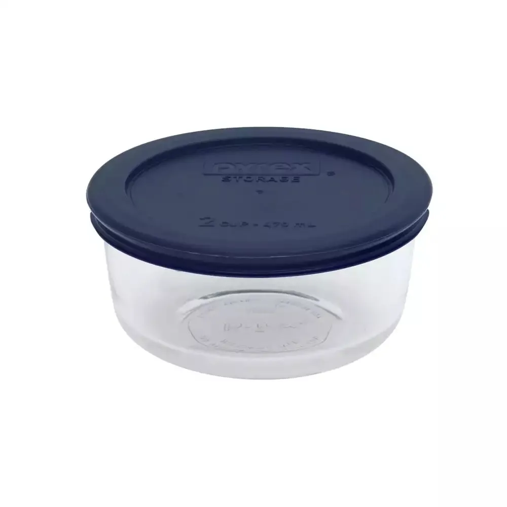 Pyrex Glass Container Round with Blue Lid 470ml