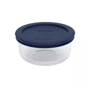 Pyrex Glass Container Round with Blue Lid 470ml