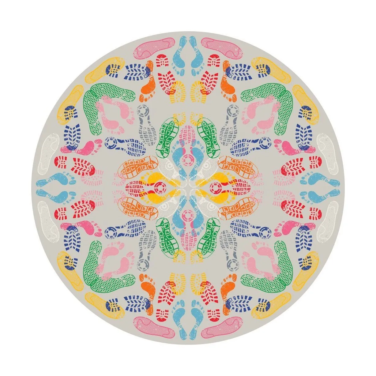 Qeeboo Let's Dance Human Traces Rug ø 200 Cm, Multicoloured Light