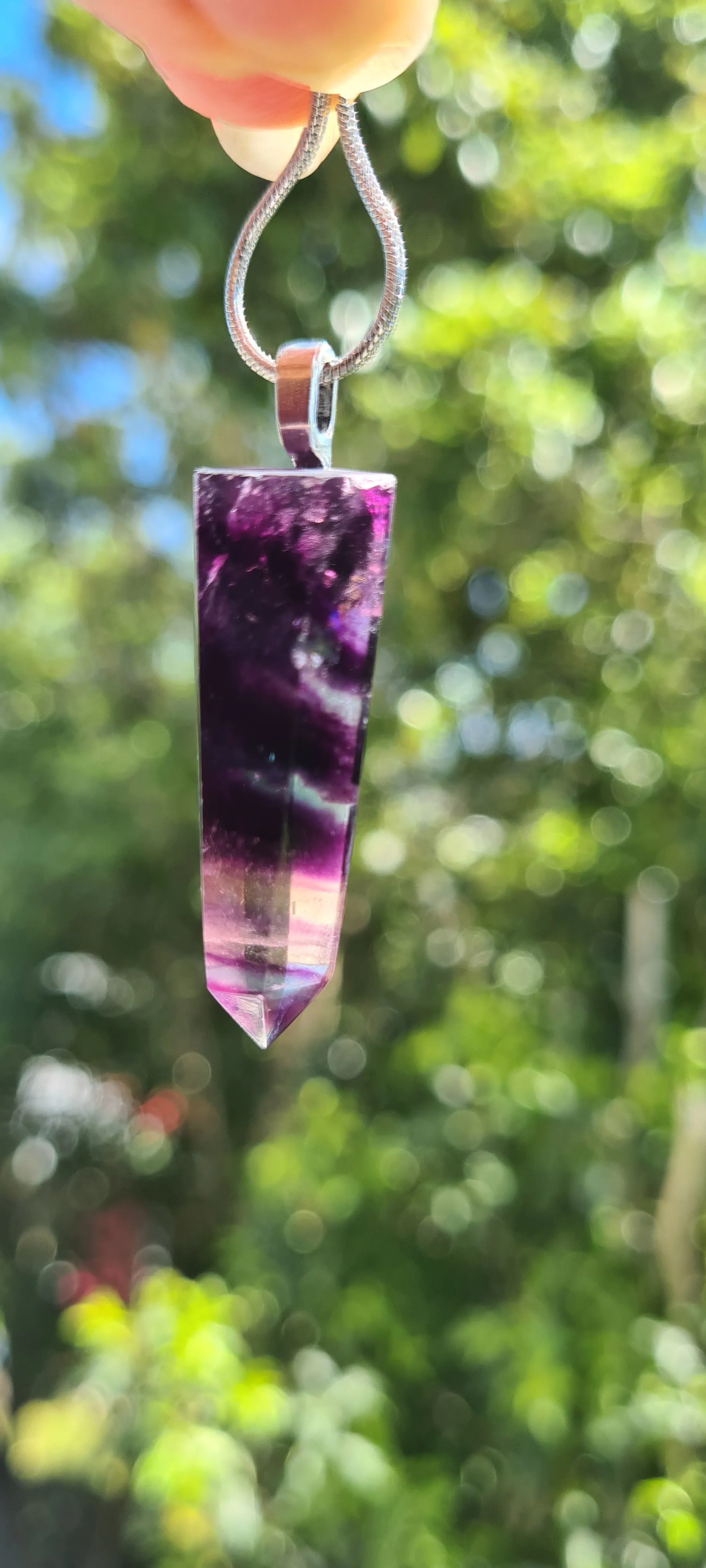 RAINBOW FLOURITE POINT NECKLACE