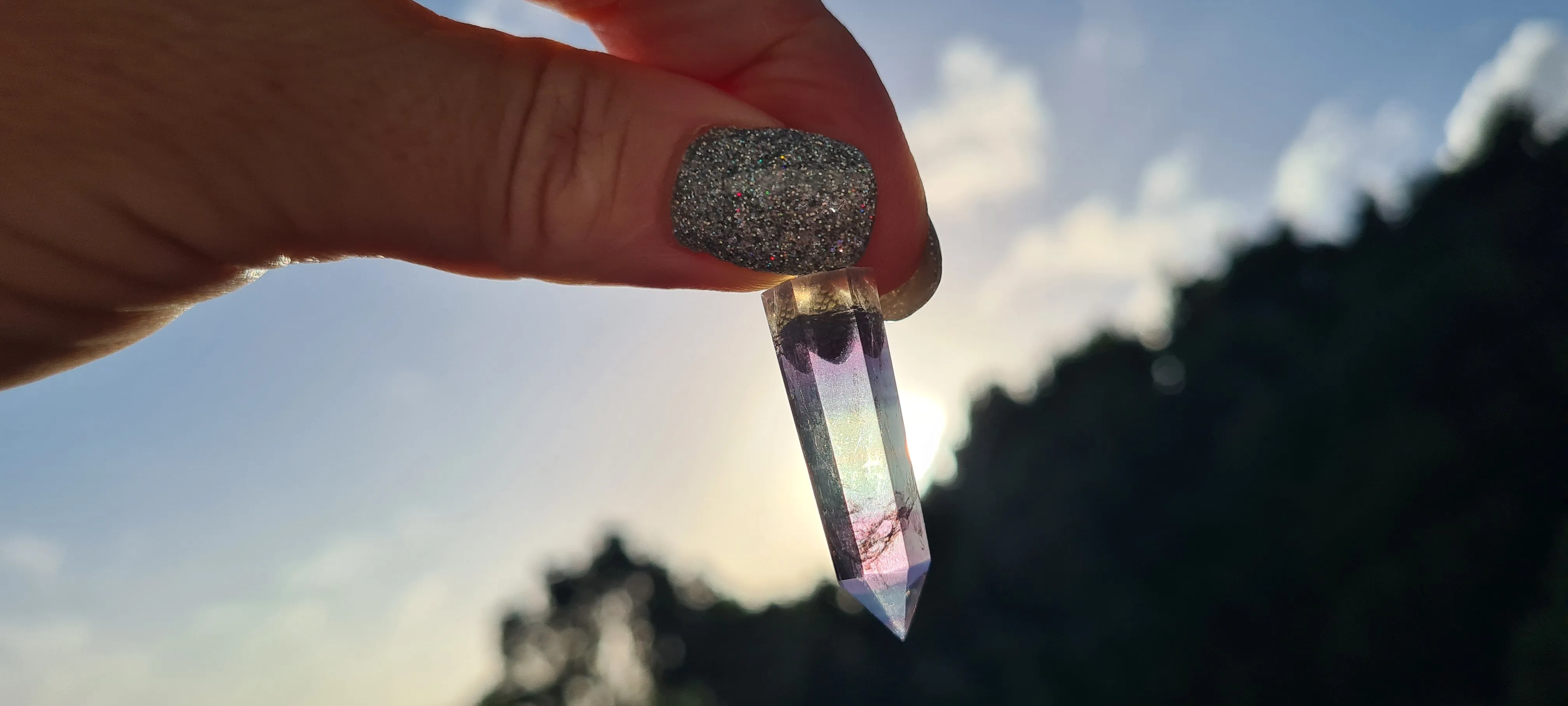 RAINBOW FLOURITE POINT NECKLACE
