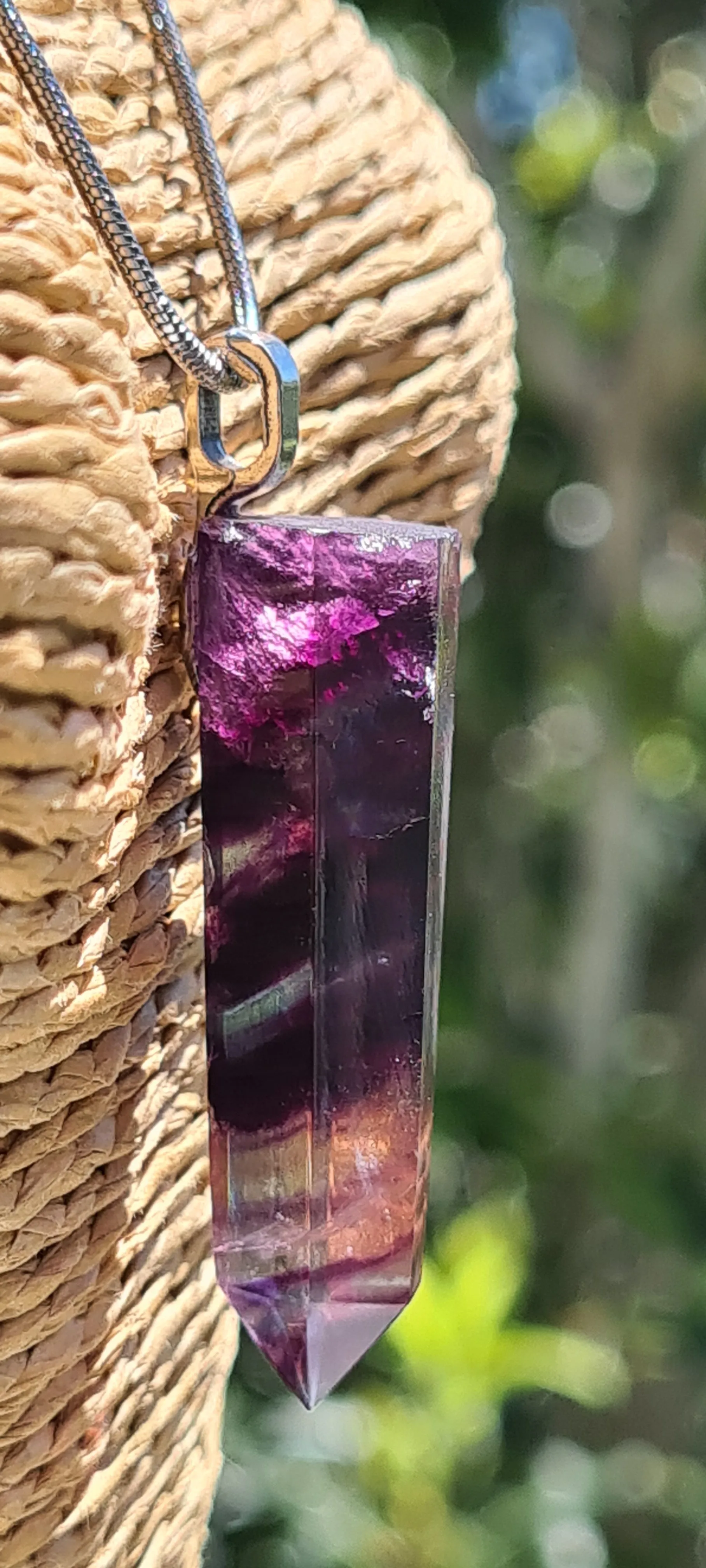 RAINBOW FLOURITE POINT NECKLACE