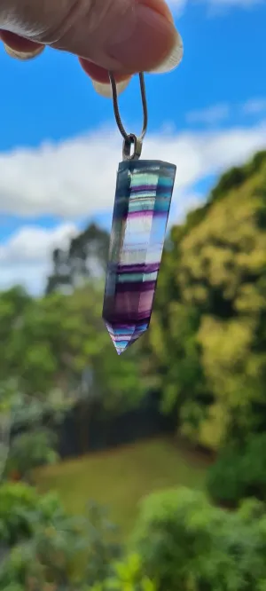 RAINBOW FLOURITE POINT NECKLACE