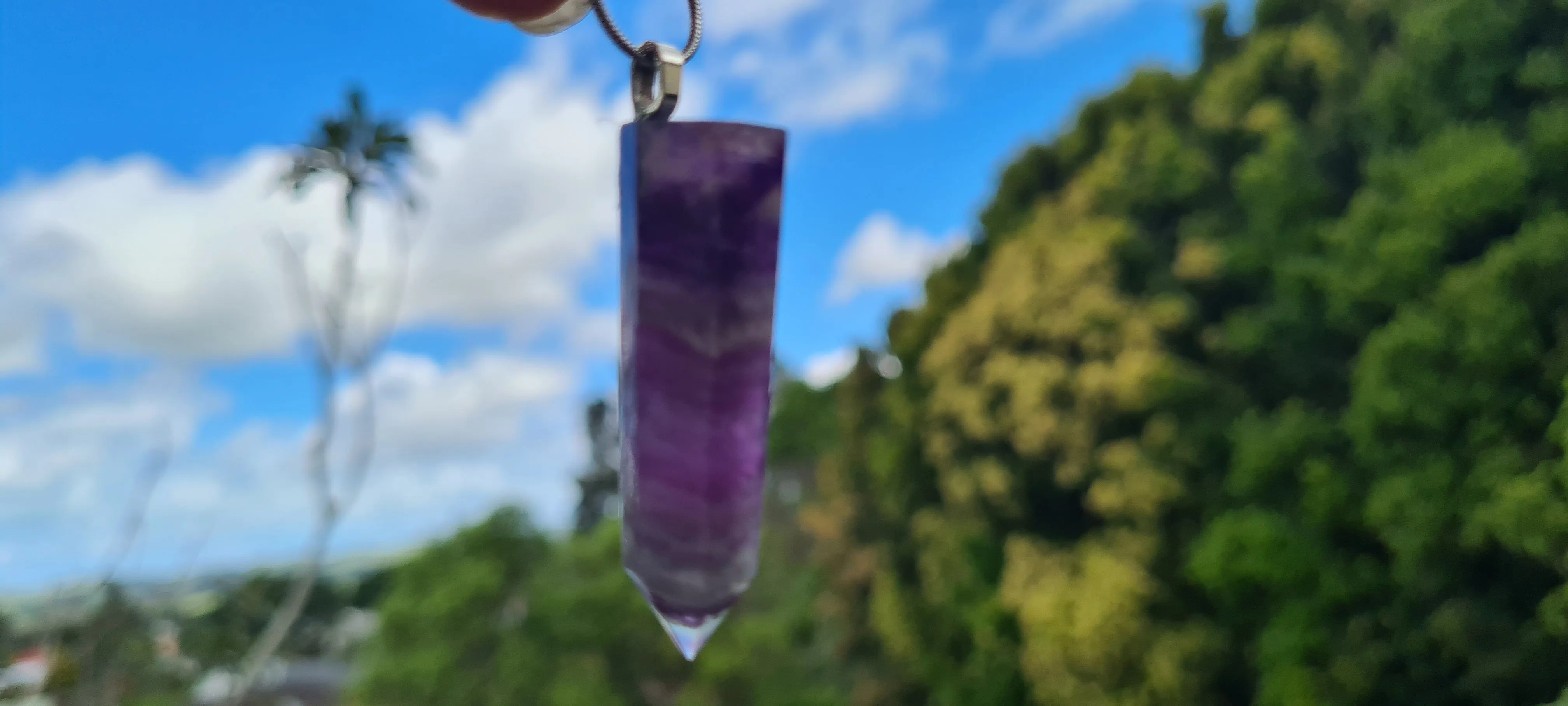 RAINBOW FLOURITE POINT NECKLACE