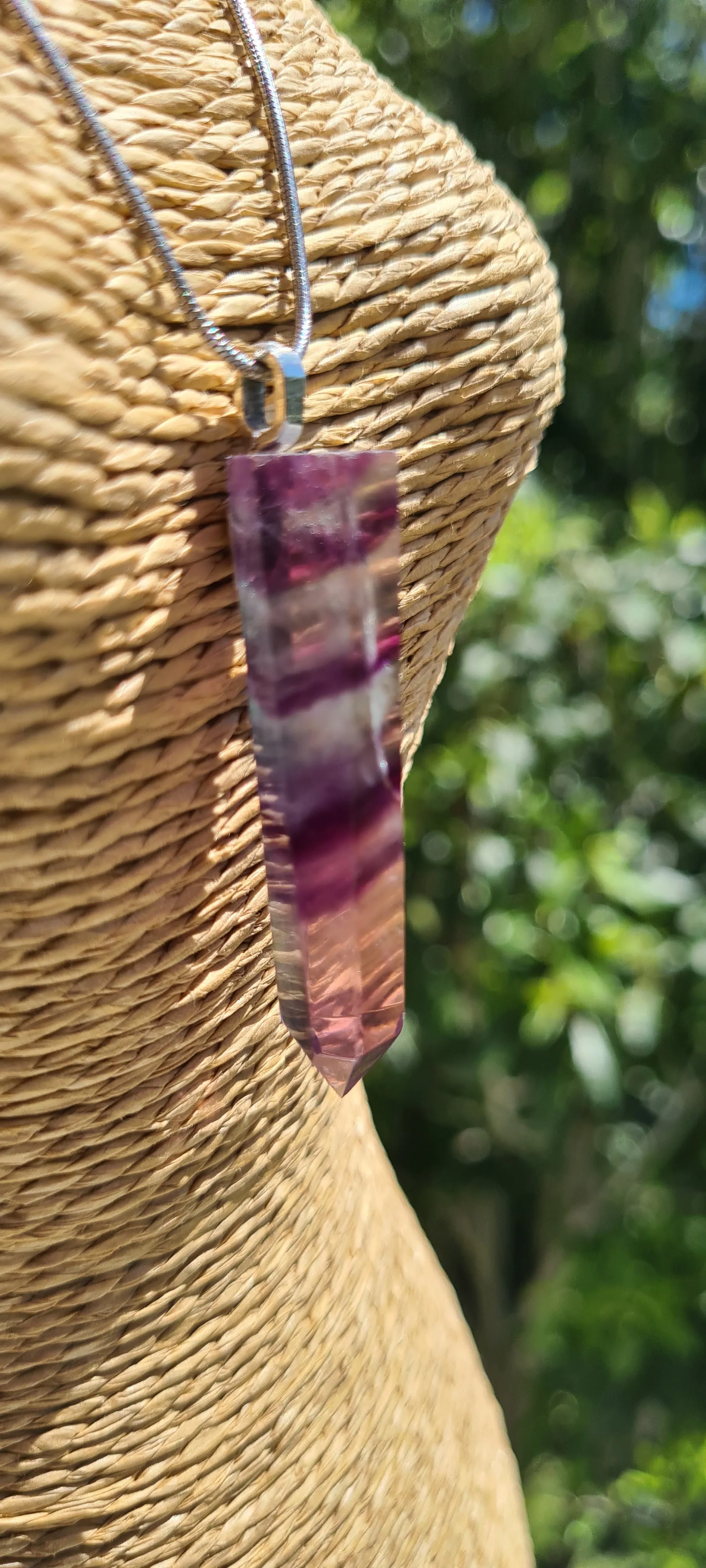 RAINBOW FLOURITE POINT NECKLACE