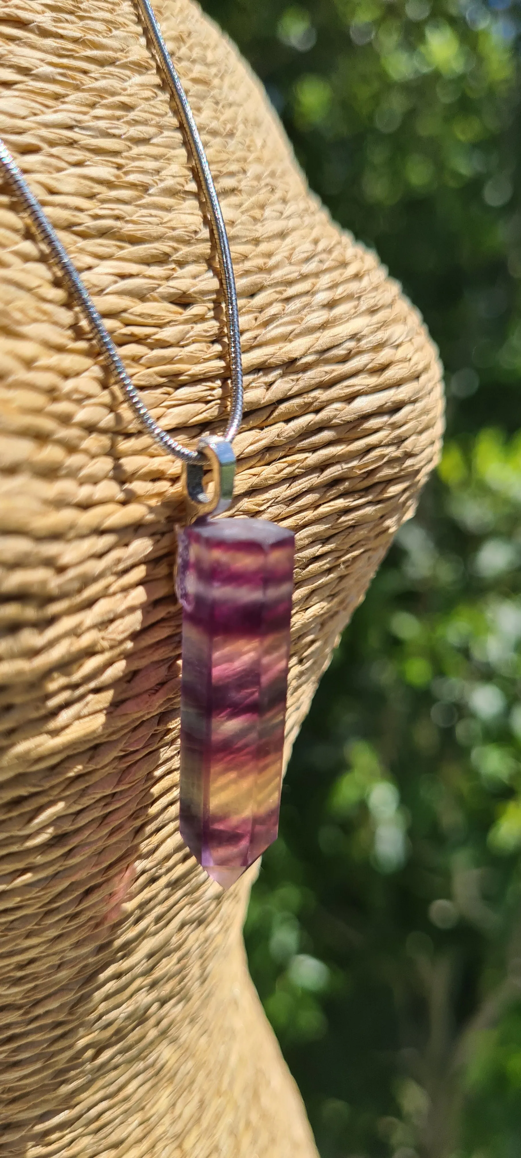 RAINBOW FLOURITE POINT NECKLACE