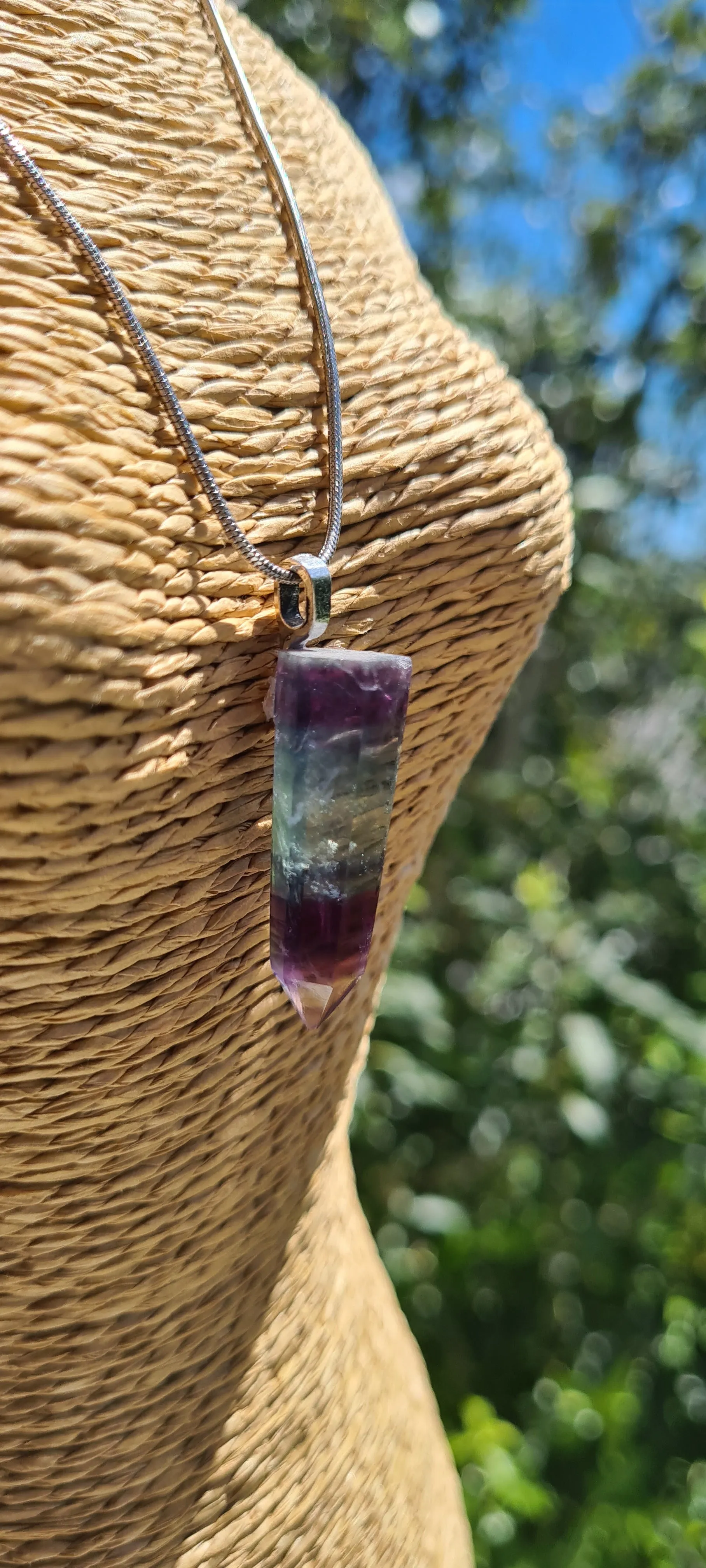 RAINBOW FLOURITE POINT NECKLACE