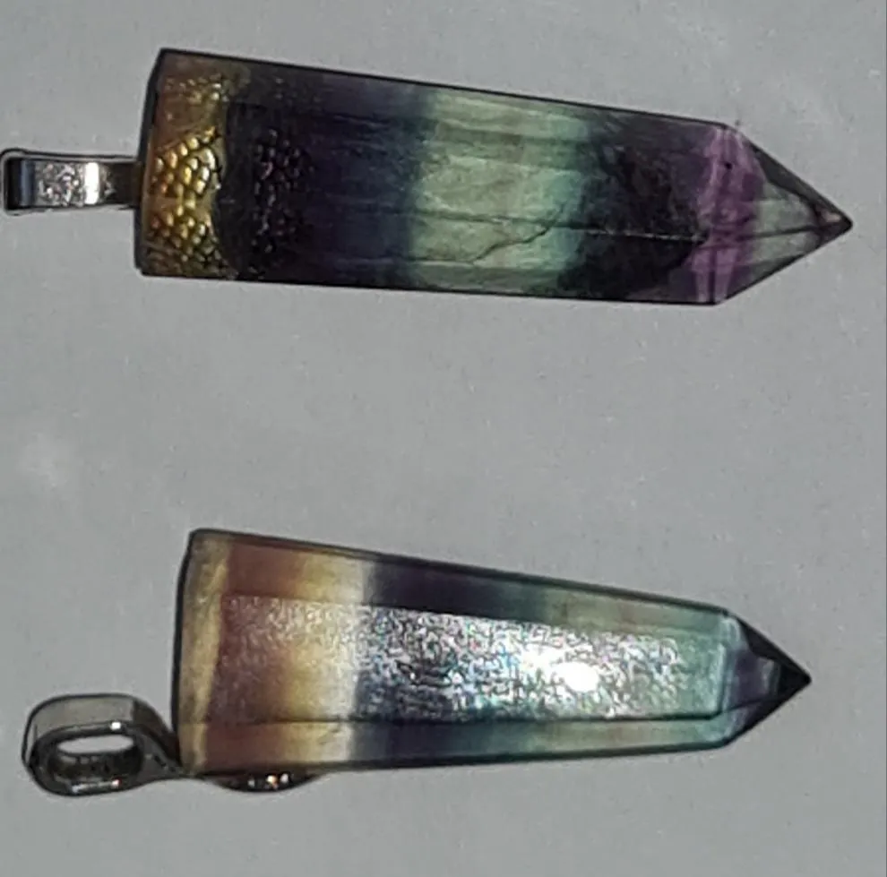 RAINBOW FLOURITE POINT NECKLACE