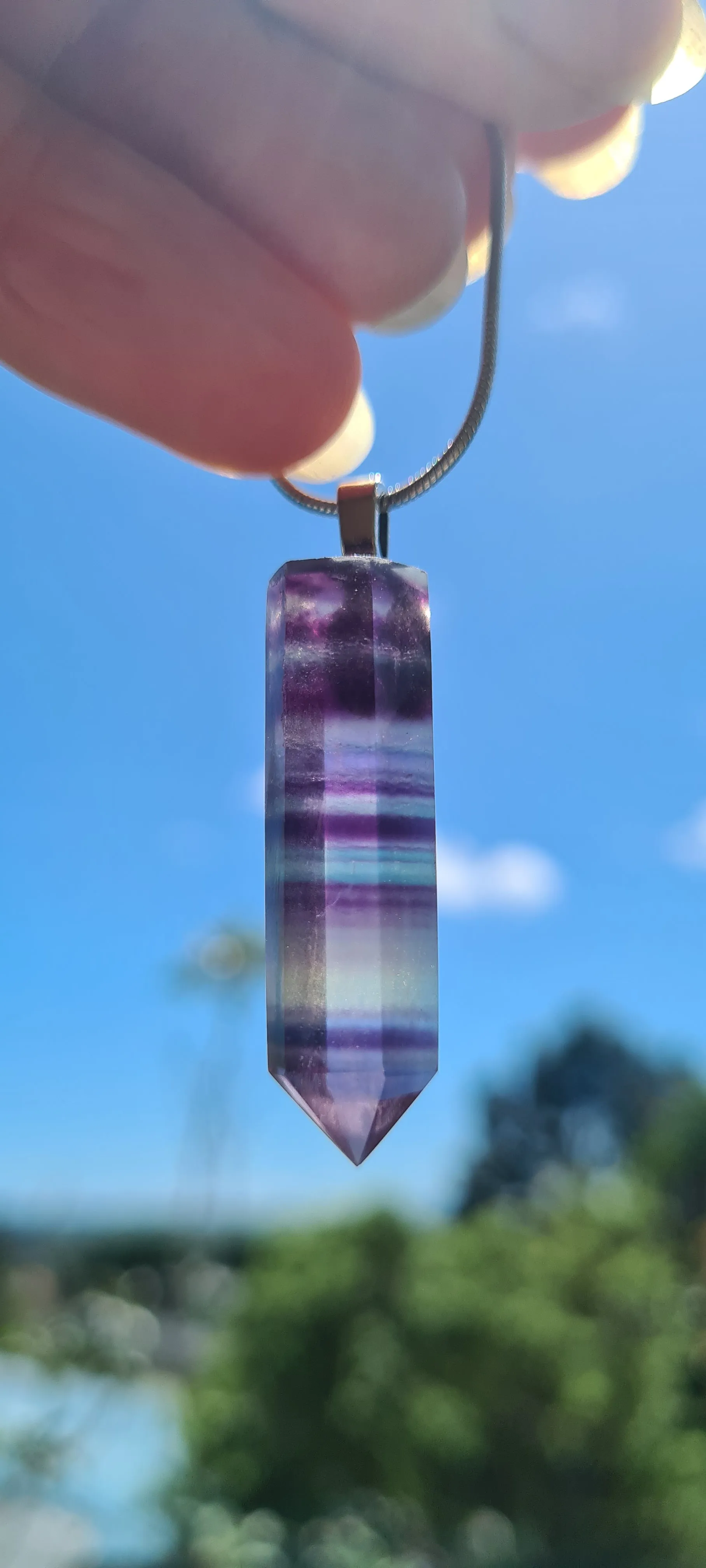 RAINBOW FLOURITE POINT NECKLACE