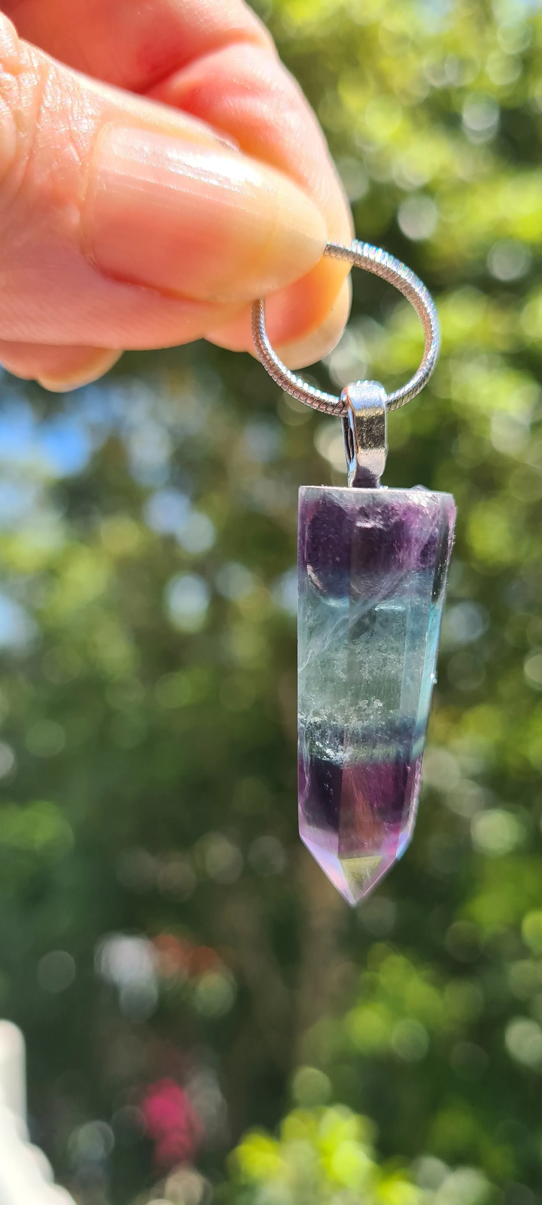 RAINBOW FLOURITE POINT NECKLACE