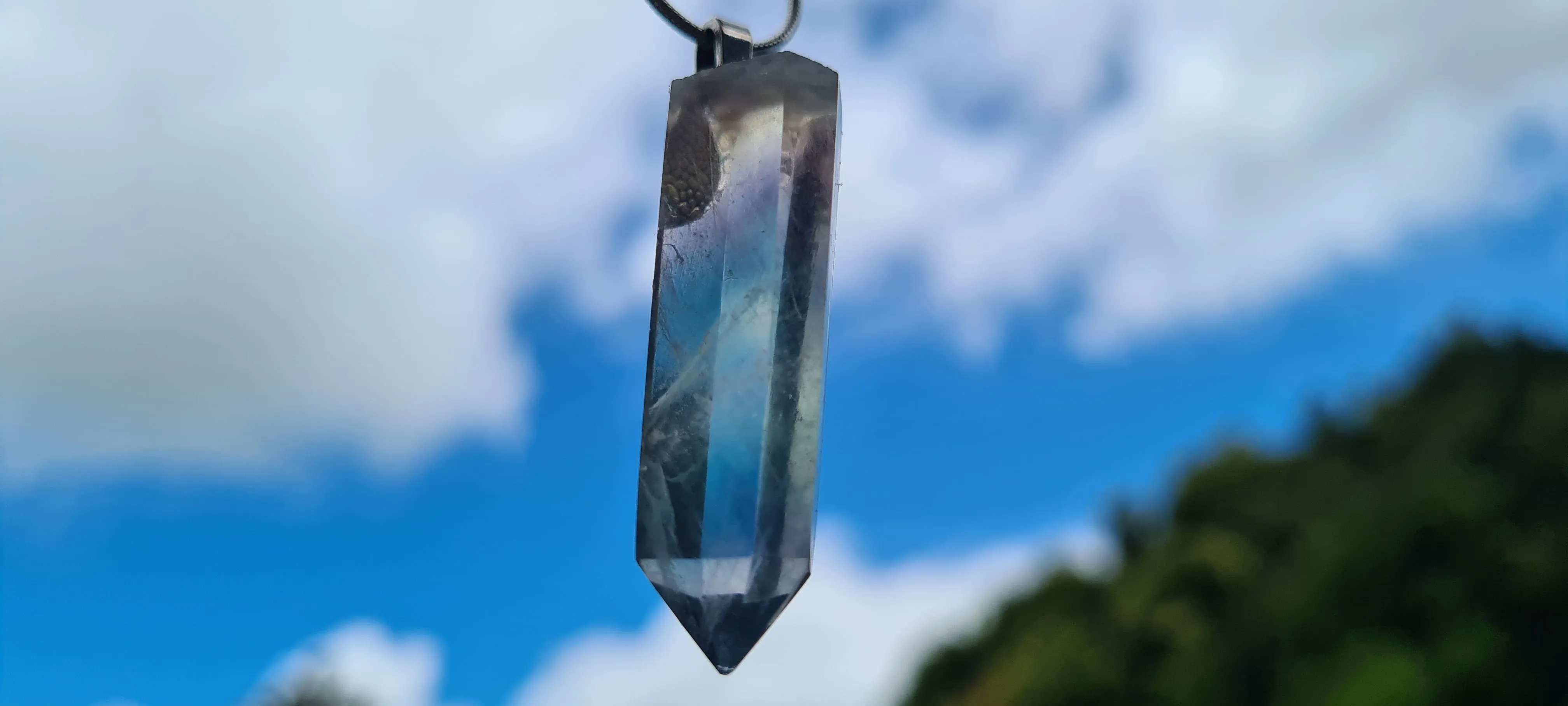 RAINBOW FLOURITE POINT NECKLACE