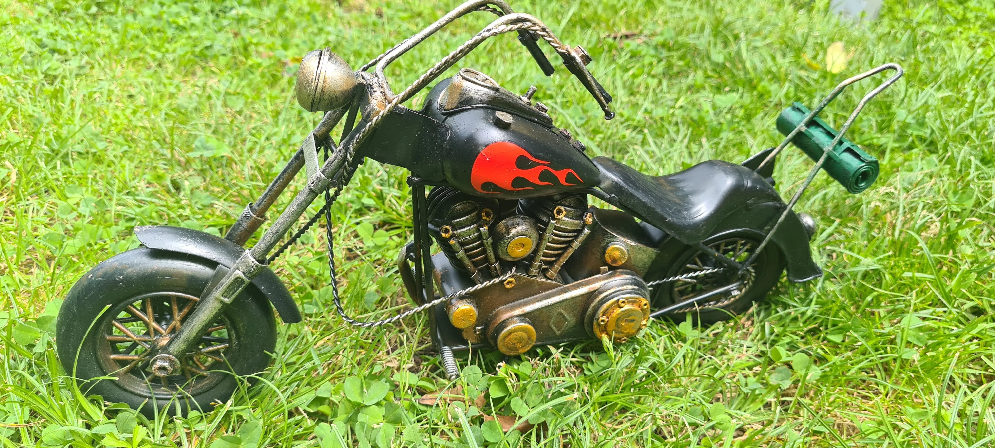 RED BLACK FLAMES MOTORCYCLE