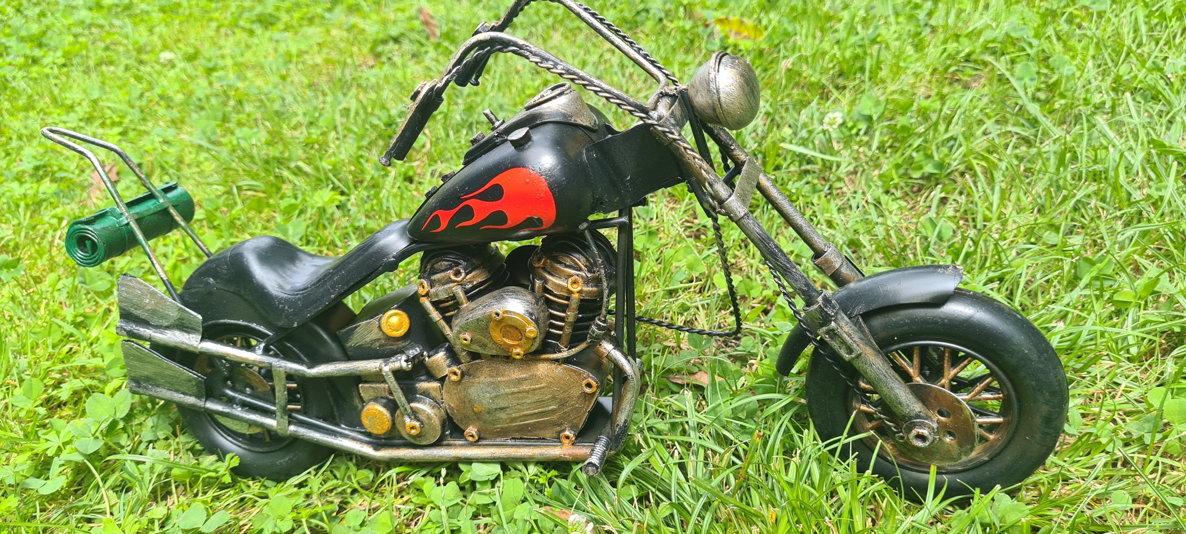 RED BLACK FLAMES MOTORCYCLE
