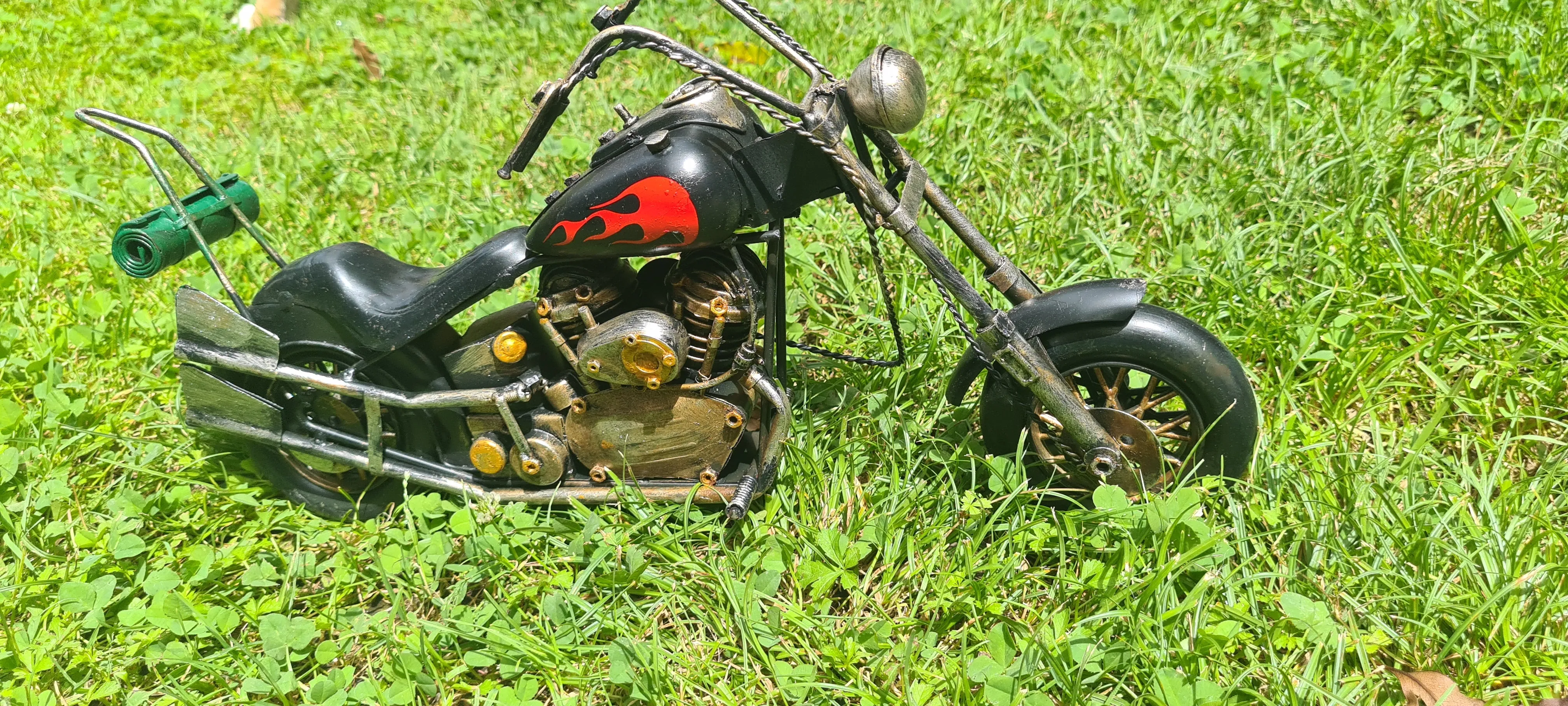 RED BLACK FLAMES MOTORCYCLE
