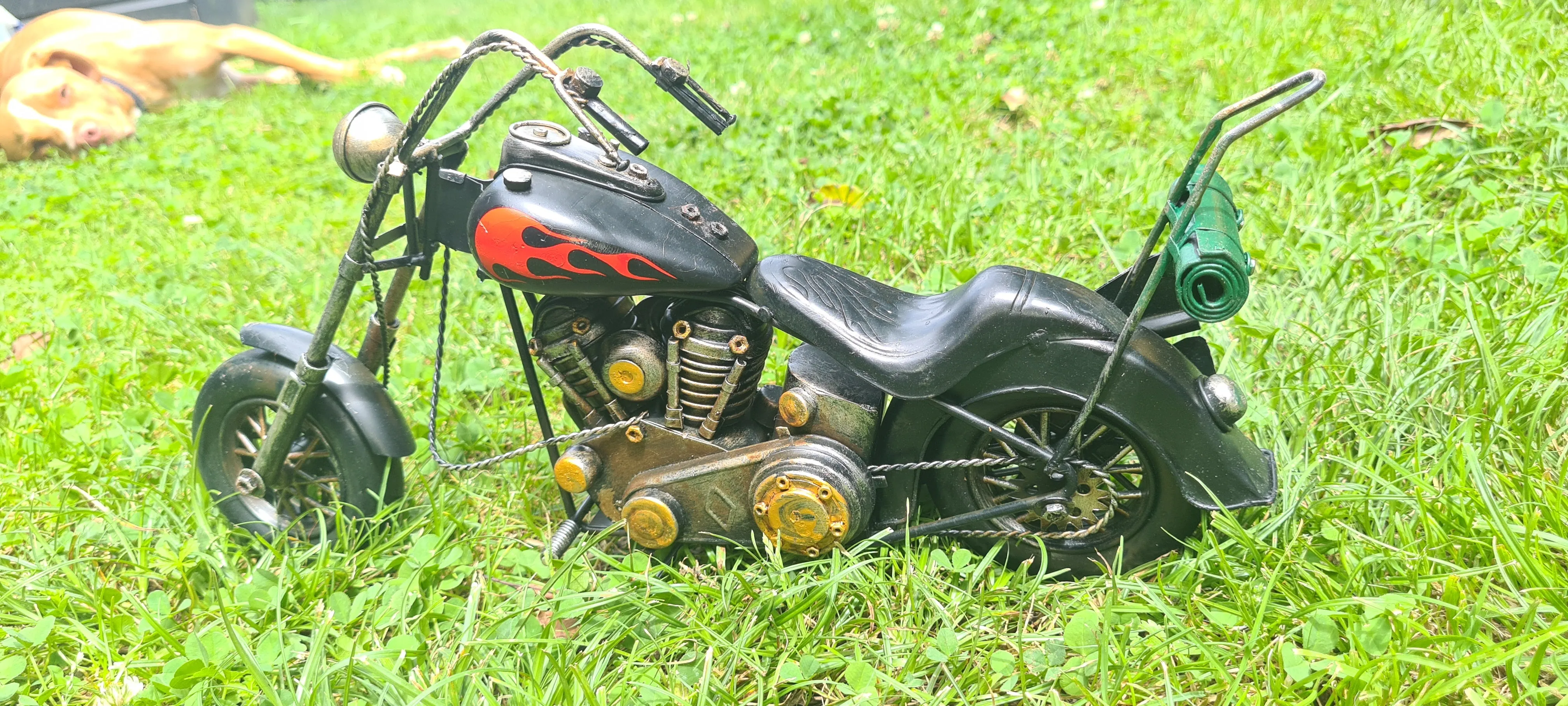 RED BLACK FLAMES MOTORCYCLE