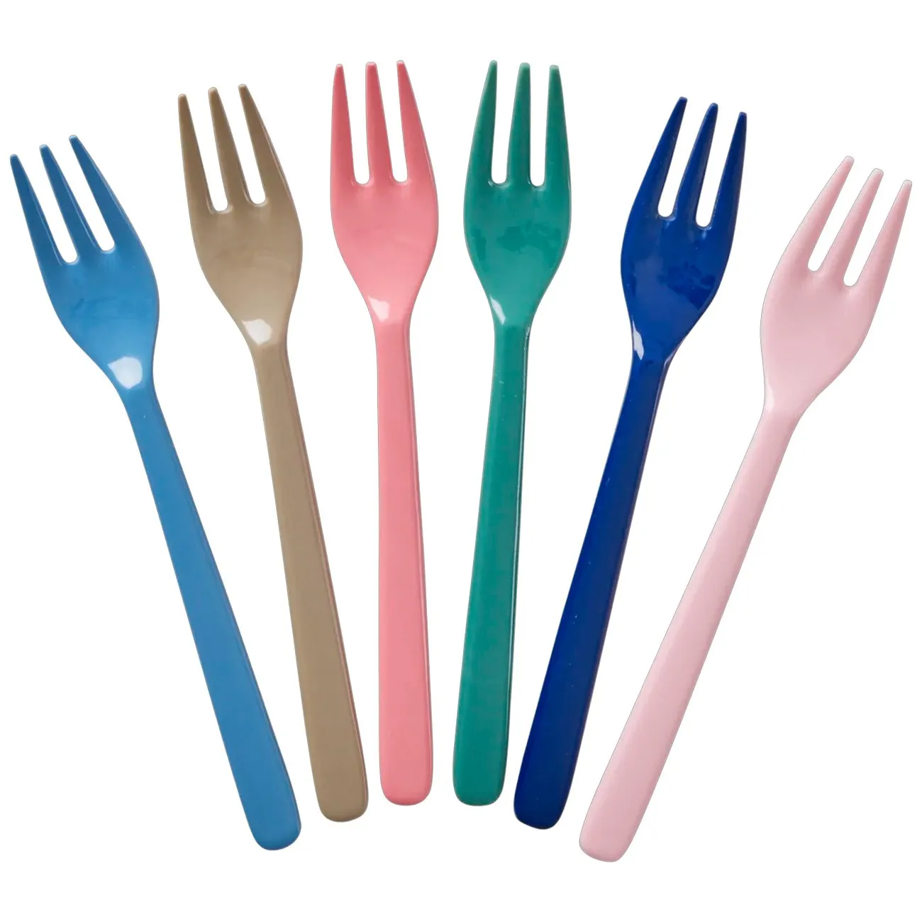 Rice Melamine Cake Forks A New York Minute Colors - 6 Pack