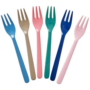 Rice Melamine Cake Forks A New York Minute Colors - 6 Pack