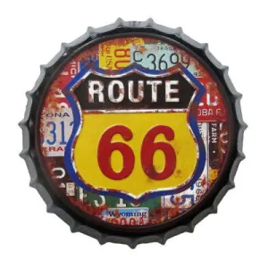 ROUTE 66 BOTTLE TOP  METAL WALL ART