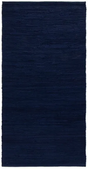 Rug Solid Cotton Rug Deep Ocean Blue, 140 X 200 Cm