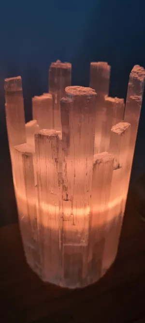 SELENITE CRYSTAL TEA LIGHT CANDLE HOLDER