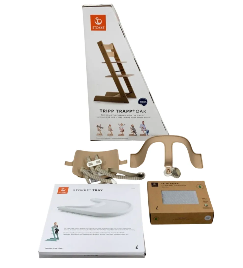Stokke Tripp Trapp Complete High Chair, Oak Natural, Nordic Blue, 1