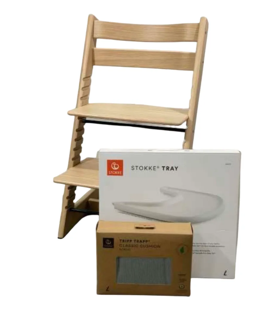 Stokke Tripp Trapp Complete High Chair, Oak Natural, Nordic Blue, 1