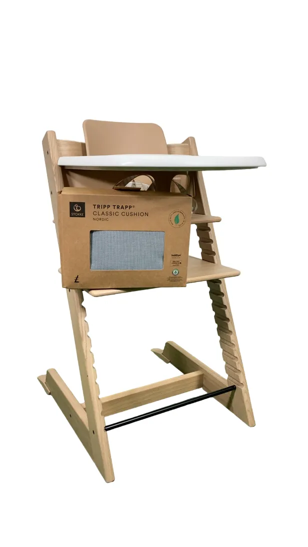 Stokke Tripp Trapp Complete High Chair, Oak Natural, Nordic Blue, 1