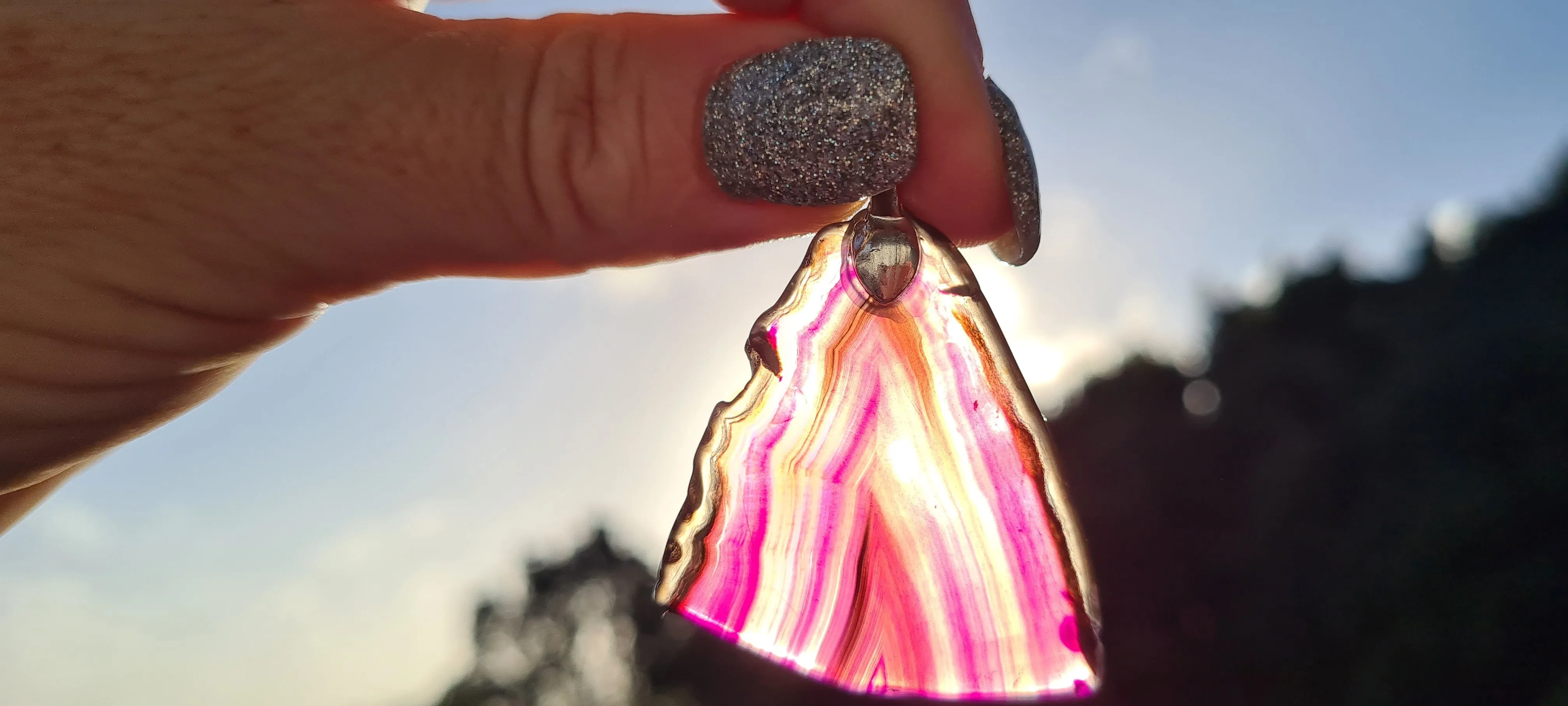 STUNNING PINK AGATE PENDANTS-put together by me
