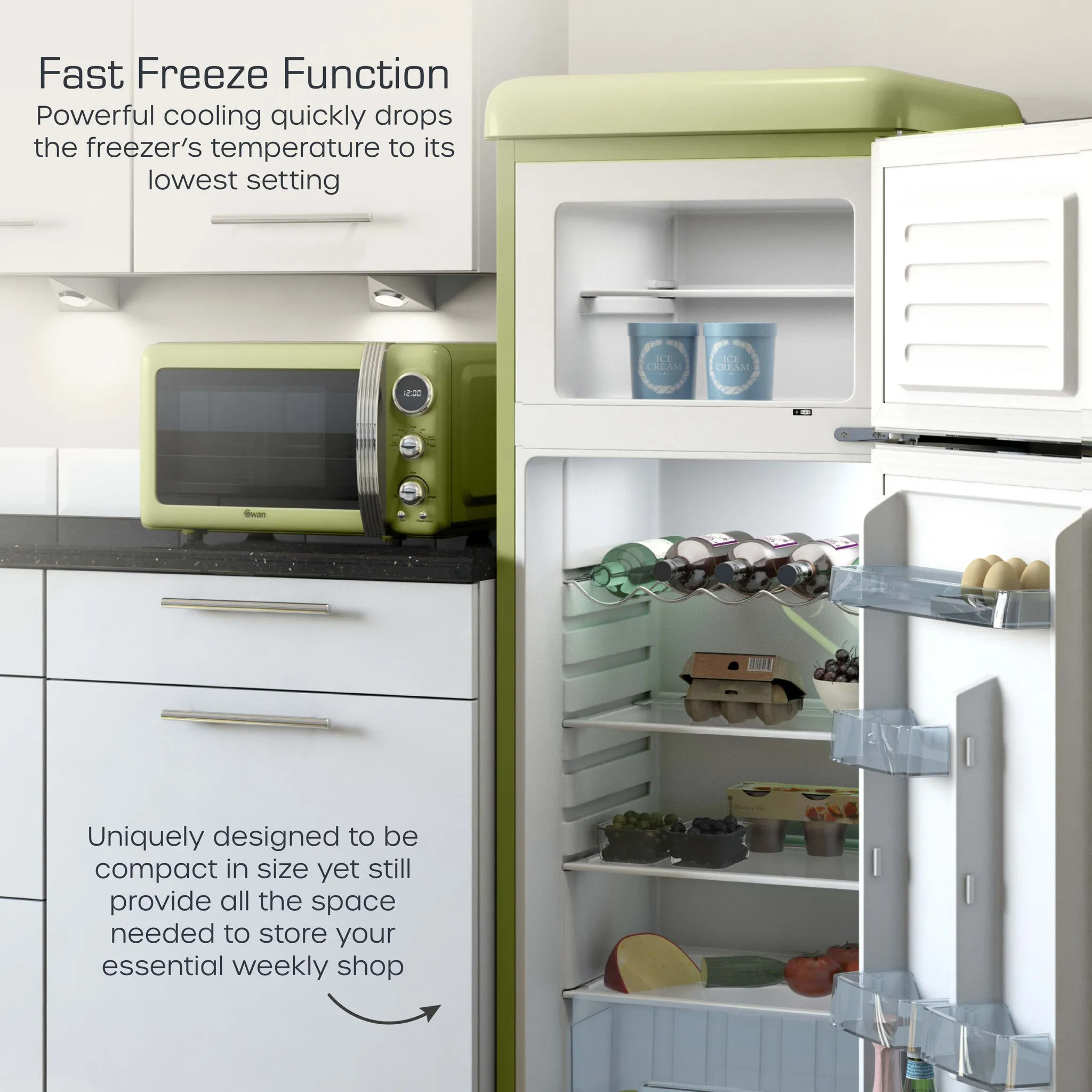 Swan SR11010GNE fridge-freezer Freestanding 168 L E Green