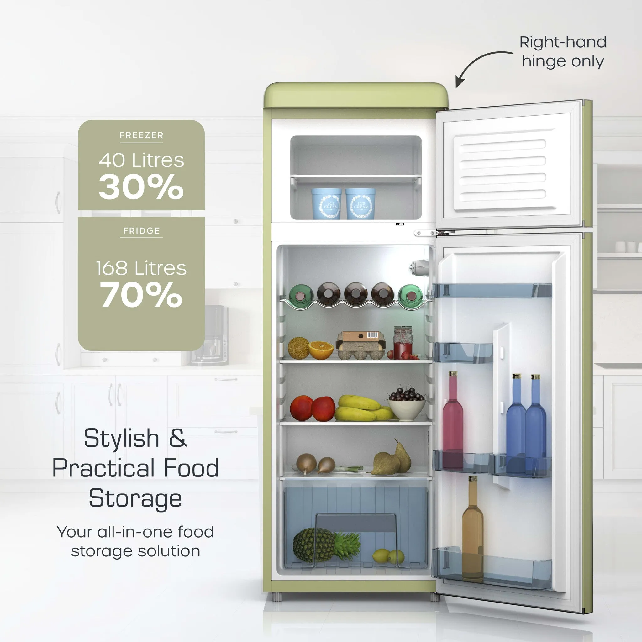 Swan SR11010GNE fridge-freezer Freestanding 168 L E Green