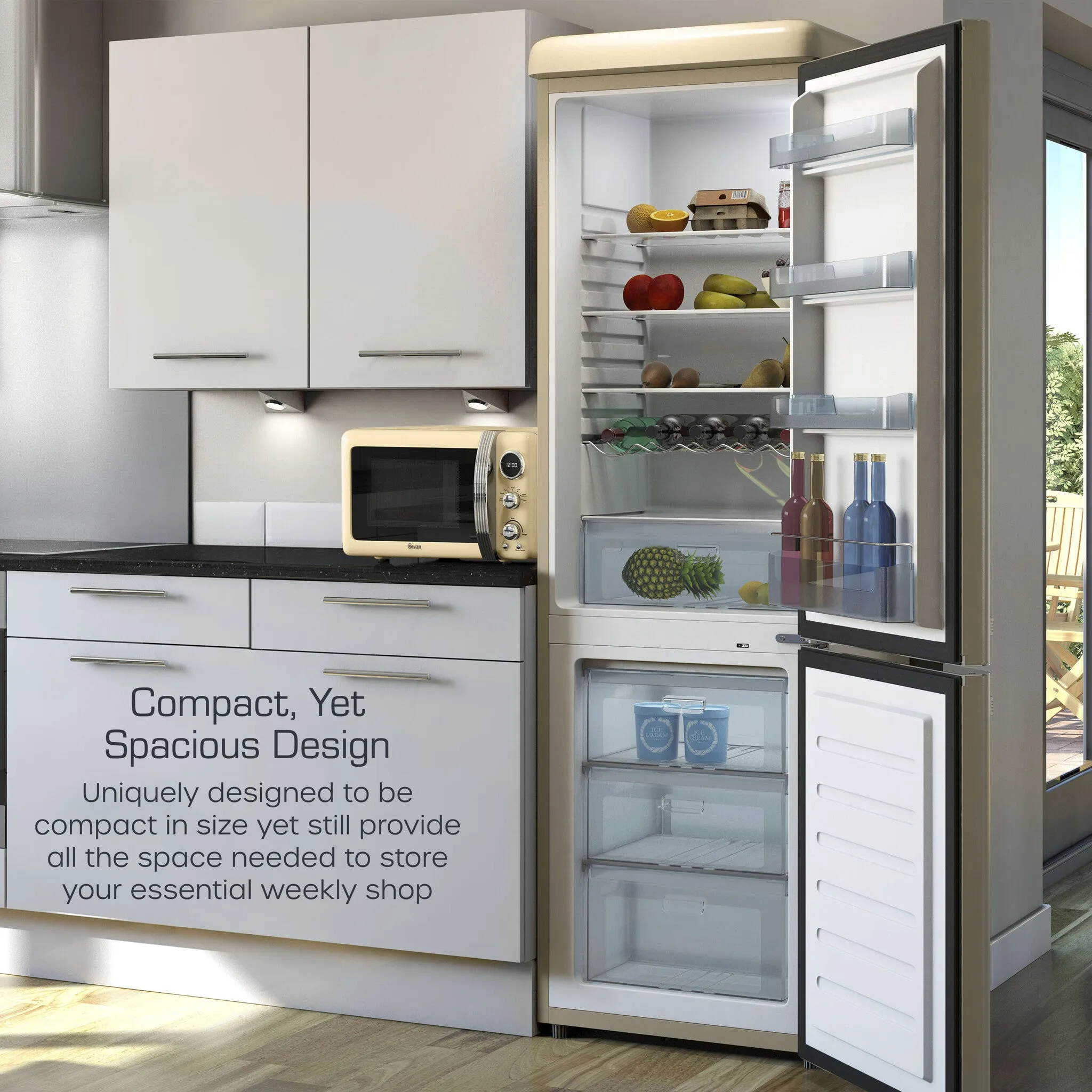 Swan SR11020CNE fridge-freezer Freestanding 211 L E Cream