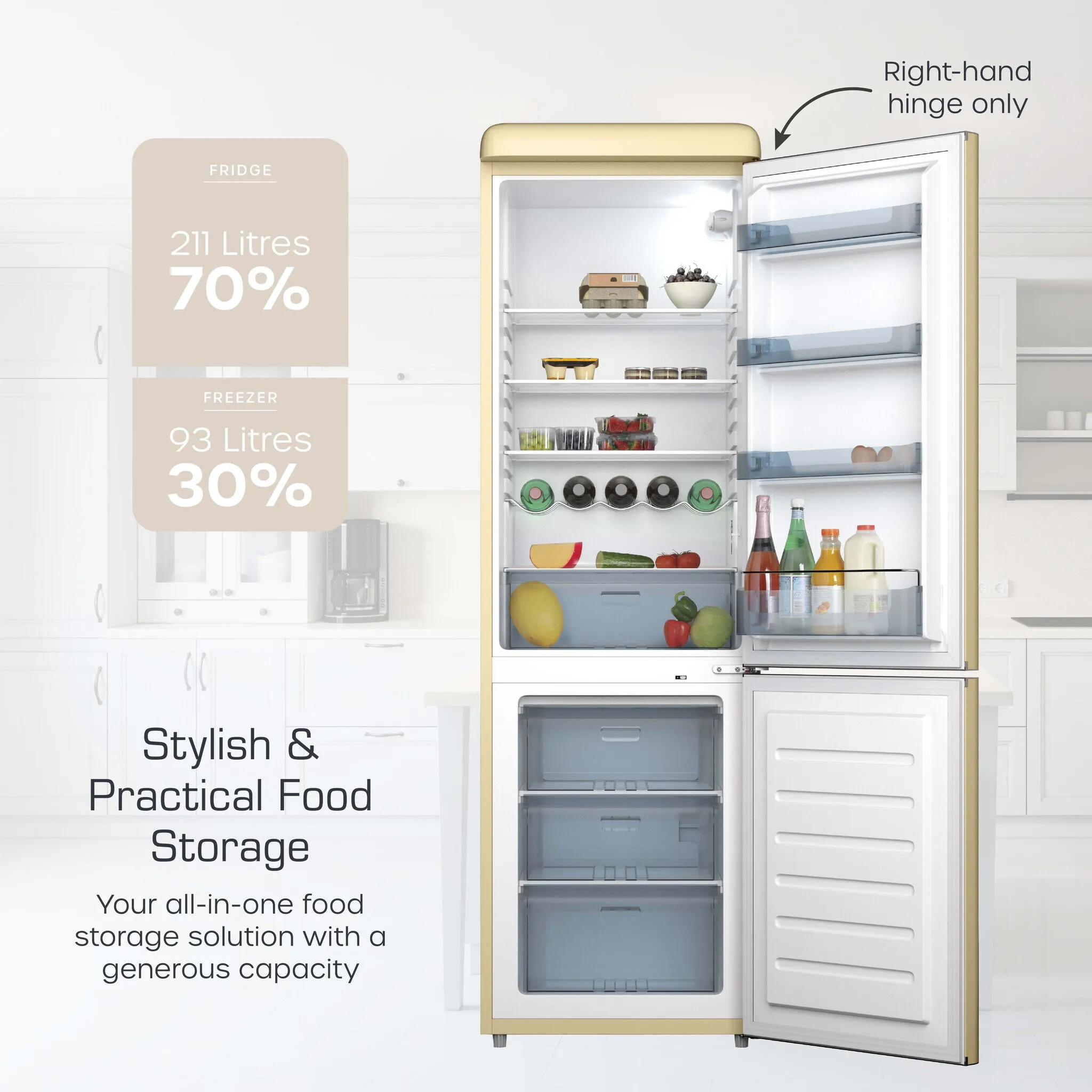 Swan SR11020CNE fridge-freezer Freestanding 211 L E Cream