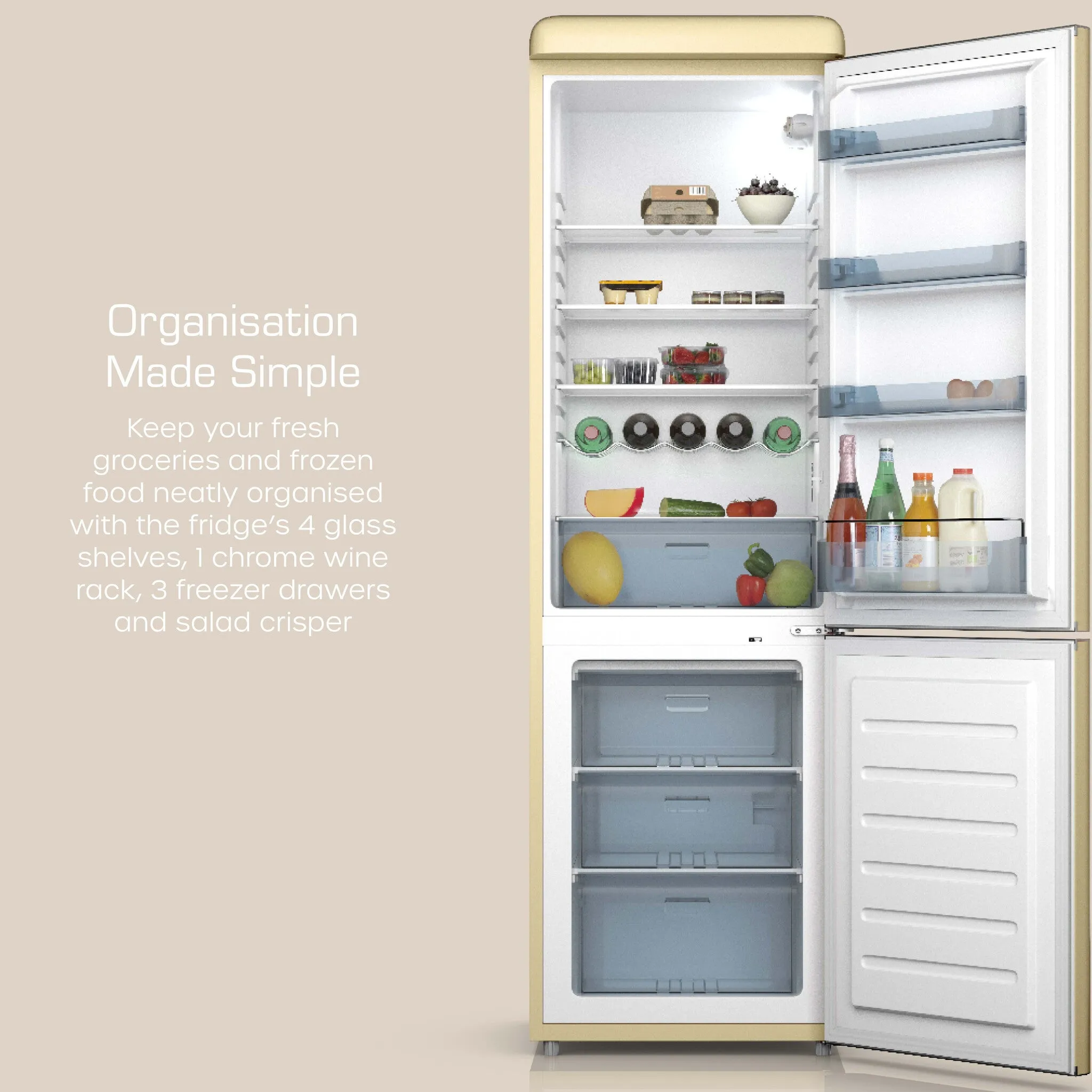 Swan SR11020CNE fridge-freezer Freestanding 211 L E Cream