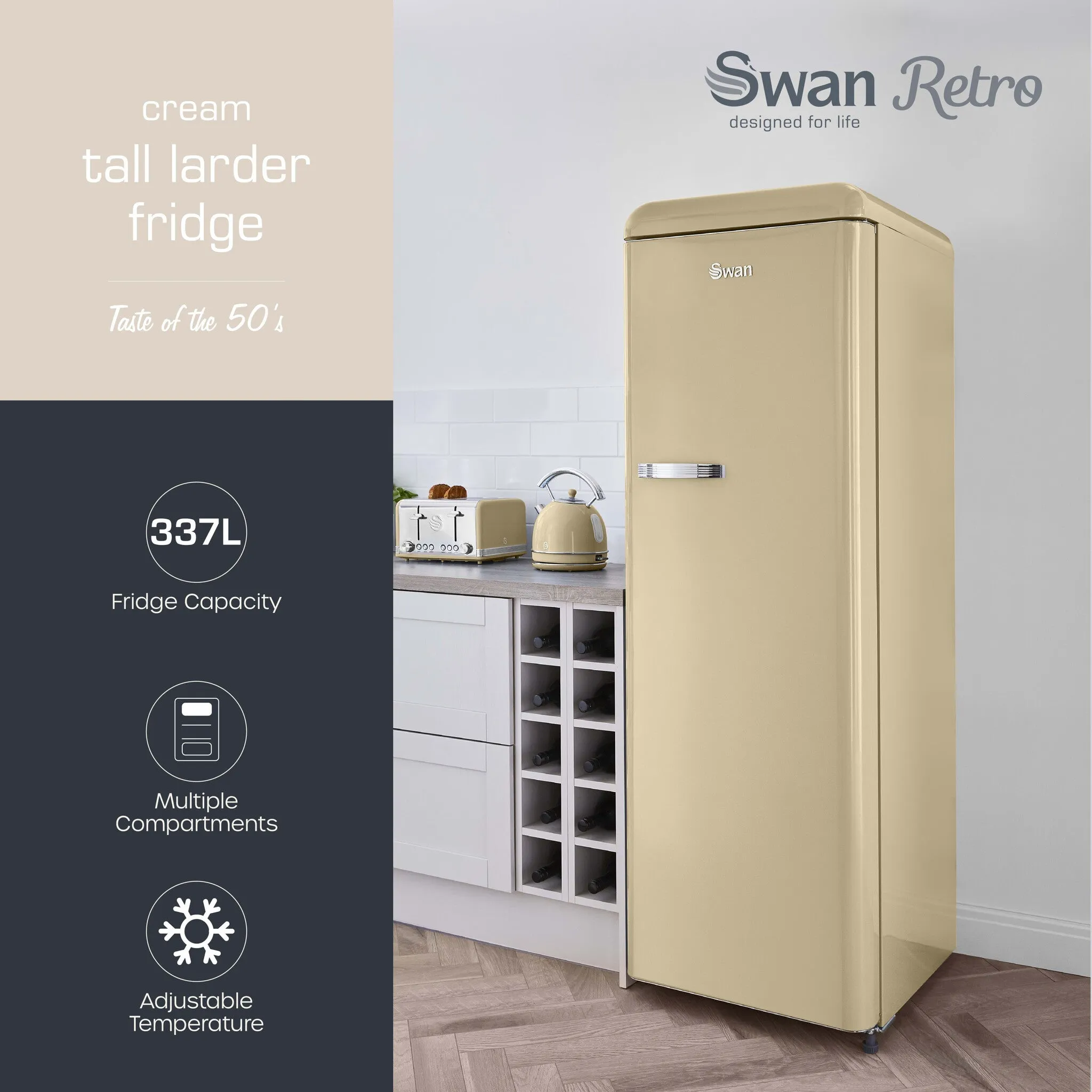 Swan SR11050CNE fridge Freestanding 337 L E Cream