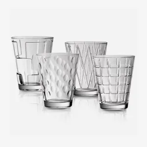 Villeroy & Boch | Dressed Up Crystal Glass Tumblers: Assorted Patterns - Set of 4