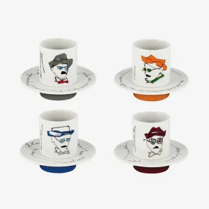 Vista Alegre |  Heteronimos Espresso Cups & Saucers - Set Of 4
