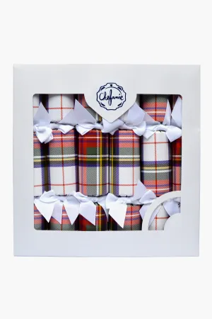 White Plaid Poppers Set of 6