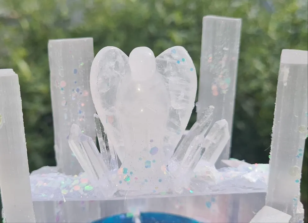 WISHING WELL ANGELIC SELENITE CRYSTAL LAMP made by me