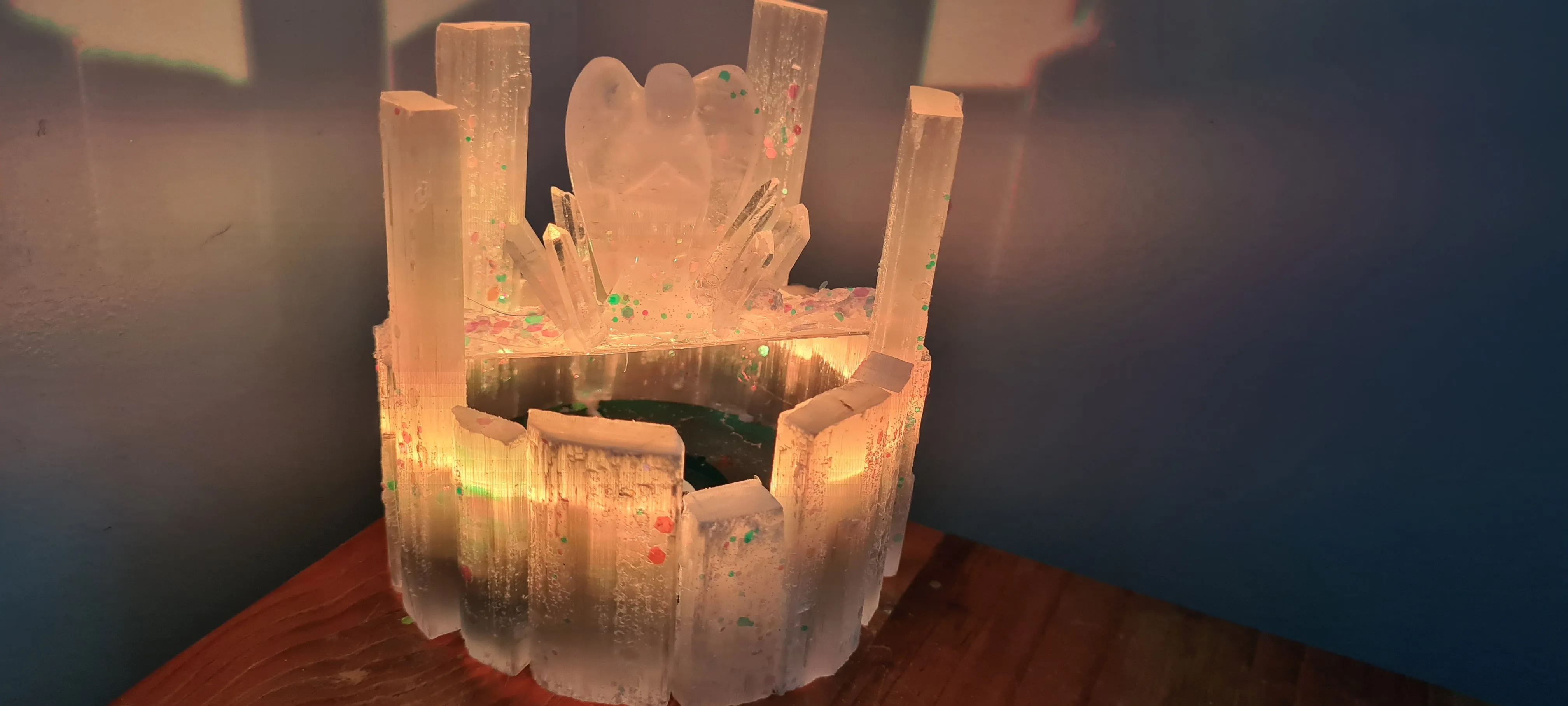 WISHING WELL ANGELIC SELENITE CRYSTAL LAMP made by me